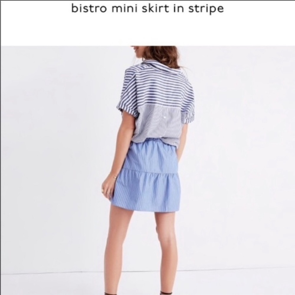Madewell bistro skirt blue stripe cute lined EUC - Picture 2 of 4